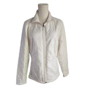 LL Bean Quilted Stretch Sides Thinsulate Sherpa Lined Jacket Womens Medium Ivory